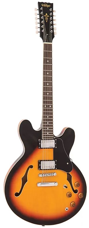 גיטרה חשמלית רבע נפח 12 מיתרים Vintage VSA500SB-12 Reissued Semi Acoustic