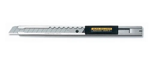 סכין צר מנירוסטה + מעצור OLFA SILVER 