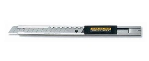 סכין צר מנירוסטה + מעצור OLFA SILVER 