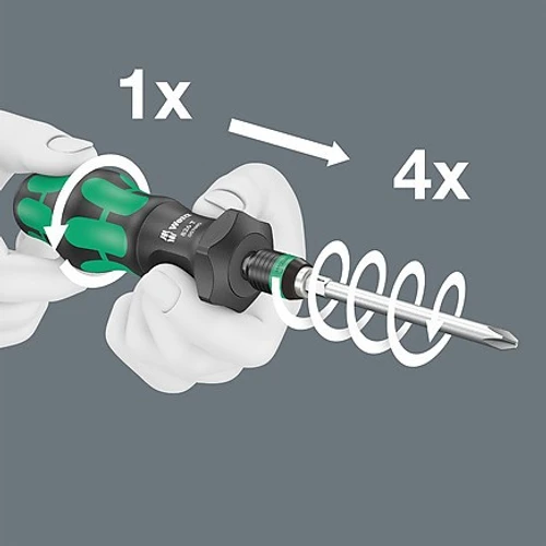 ידית מברג לביטים רצ'ט טורבו דגם 5057480001 Wera 826 kraftform turbo
