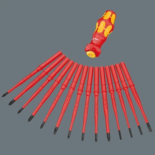 סט מברג לביטים רצ'ט טורבו דגם 05057484001, 16 חלקים Wera kraftform kompakt turbo I1 - 1000V 