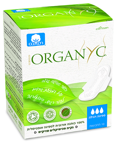תחבושות דקות עם כנפיים לספיגה רגילה  10 יח'  Organ(y)c