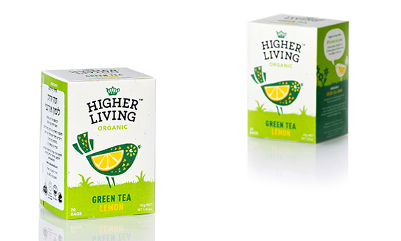 HIGHER LIVING |  תה ירוק לימון אורגני 20 שקיקים הייר ליווינג