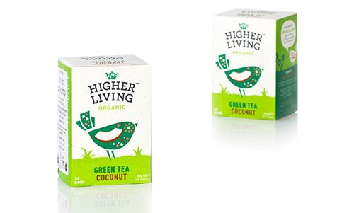 HIGHER LIVING |  תה ירוק קוקוס אורגני 20 שקיקים הייר ליווינג