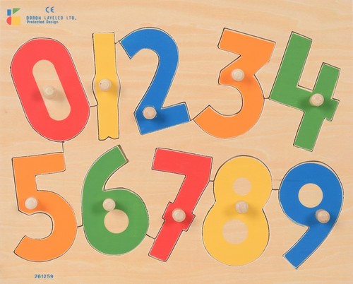 פאזל כפתורי עץ - מספרים 0-9