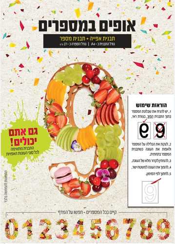 אופים במספרים -תבנית אפיה- שבלונה של הספרה 9	
