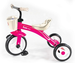 תלת אופן הראשון שלי עם גלגלי גומי מוקצף ופדלים - ורוד
