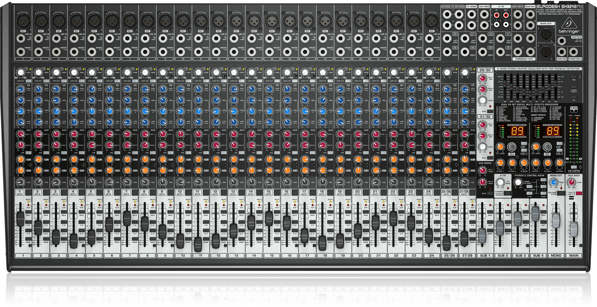 מיקסר 24 מיק`+ 2 סט` 2 אפקט אקוולייזר BEHRINGER