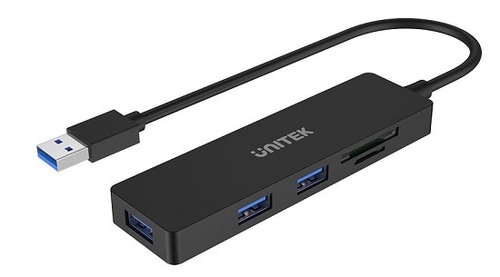 מפצל USB3 + קורא כרטיסים  Unitek H1108A