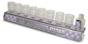 חנוכית פס לערכת שמן + כוסיות זכוכית