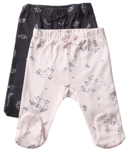 זוג מכנסיים ארוכים עם רגליות לתינוק 100% כותנה מידה 0-3 - חד קרן