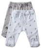 זוג מכנסיים ארוכים עם רגליות לתינוק 100% כותנה מידה 0-3 - מאסק