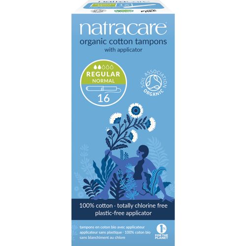 טמפון עם מוליך רגולר 16 יחידות נטרהקייר Tampon with Applicator Regular 16ea Natracare