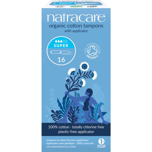 טמפון עם מוליך סופר 16 יחדיות נטרהקייר Tampons with Applicator 16ea Natracare