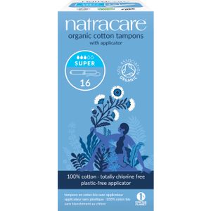 טמפון עם מוליך סופר 16 יחדיות נטרהקייר Tampons with Applicator 16ea Natracare