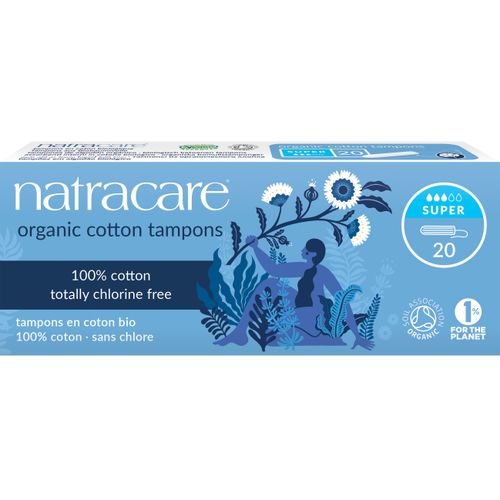 טמפונים אורגני סופר 20 יחידות נטרהקייר Organic Tampons Super 20ea Natracare