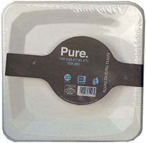 צלחות מתכלות מרובעות בינוני 20 יח מקנה סוכר pure