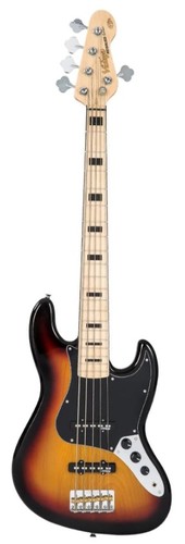 Vintage VJ75 ReIssued Maple Fingerboard Bass Guitar ~ 5-String ~ Sunburst