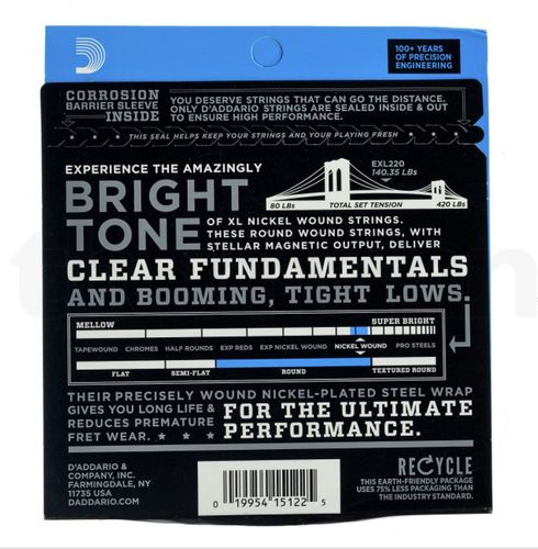 זוית נוספת D'Addario EXL220 Nickel Wound