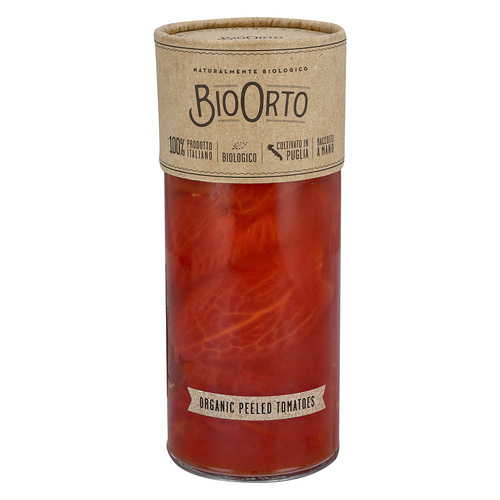 עגבניות אורגניות מקולפות שלמות במים  350 גרם  BIOORTO