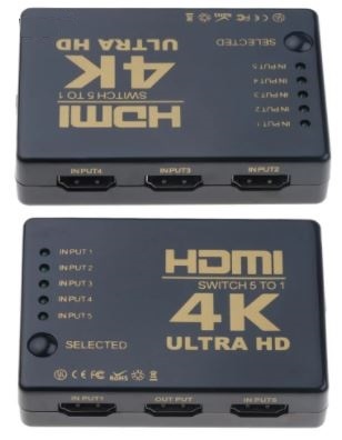מפצל HDMI אוטומטי 5 כניסות עם שלט ועינית