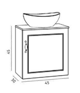 ארון אמבטיה תלוי סדרת פרובנס גוון תכלת 45X30 סמ 
