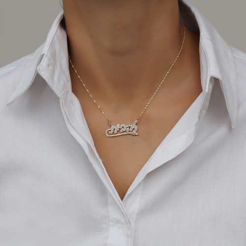 שרשרת ותליון שם מזהב 14K