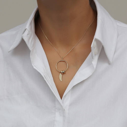 שרשרת ותליון נוצת חותם זהב 14K