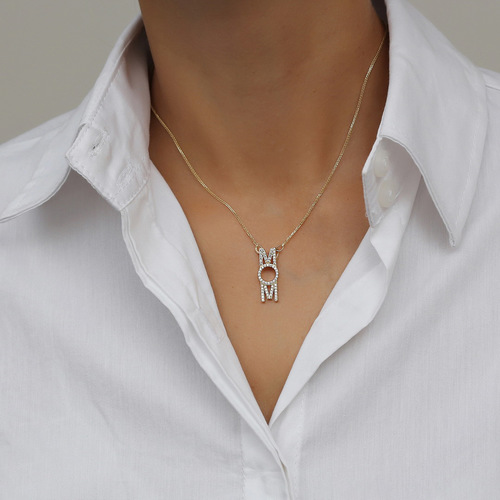 שרשרת ותליון MOM מזהב 14K