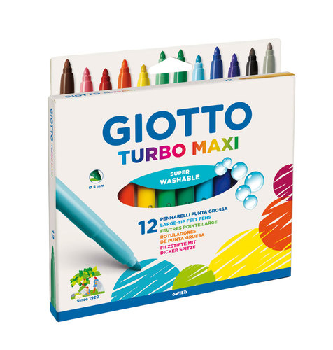 טושים עבים GIOTTO TURBO MAXI איכותיים 12 יחידות