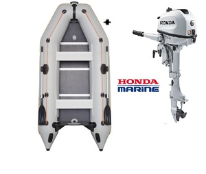 סירה מתנפחת עם מנוע ימי KOLIBRI KM330+HONDA 6HP