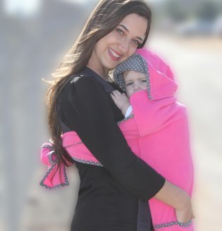 שמיכת כיסוי למנשא עם כובע - אפור מלאנג' כהה