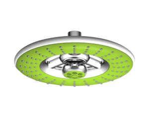ראש מקלחת עגול 22 ס"מ 801506 פלג כרום וירוק חמת