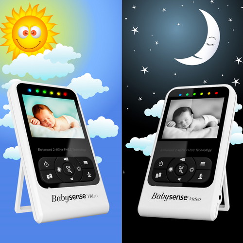 אינטרקום HD דו-כיווני לתינוק עם מצלמה, מצב ECO, מד טפמרטורה וראיית לילה דגם V24RIL