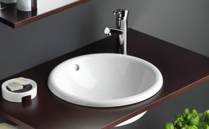 כיור חצי מונח עגול LAREDO לרדו קוטר 40 לבן מבריק BATHCO ספרד