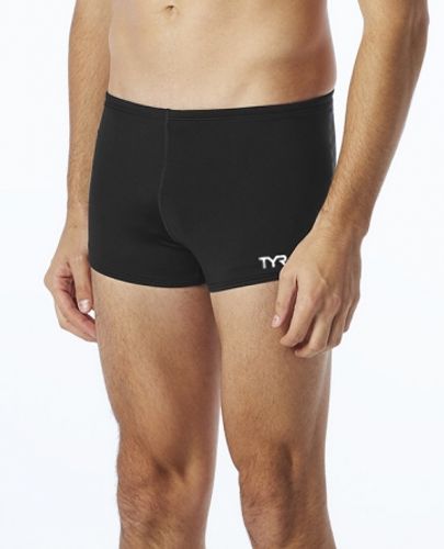 בגדי ים גברים SOLID SQUARE LEG BLACK