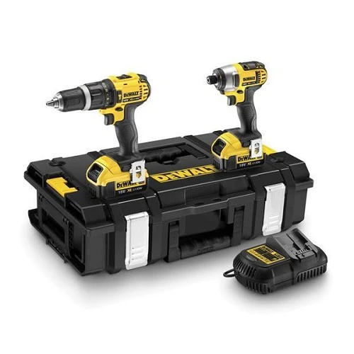 סט נטען 18V אימפקט + מברגה/מקדחה + 2 סוללות DeWALT DCK285M2 4Ah