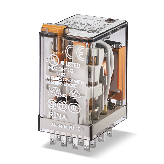 ממסר 14 פין 80VDC 5A 4CO + לחצן + דגלון + לד