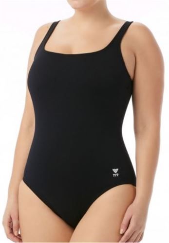 WOMEN'S SOLID AQUA CONTROLFIT BLACK בגד ים נשים
