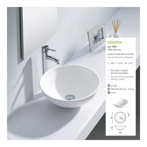 כיור מונח עגול סרדנה Cerdena לבן מבריק BATHCO BHD ספרד