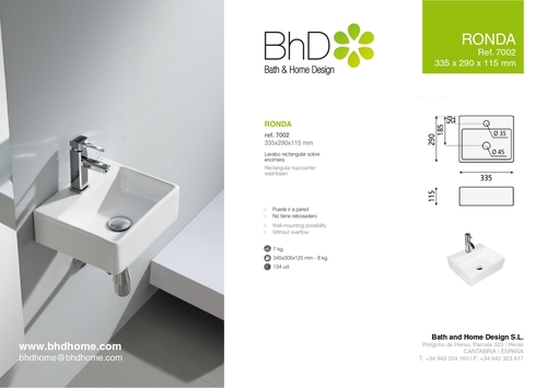 כיור מונח ניתן לתלייה רונדה  Ronda לבן מבריק BATHCO BHD ספרד