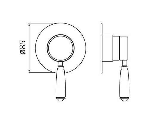 שירטוט מערכת קיר קומפלט 305881 אינטרפוץ 3 דרך סדרת אייס וינטג' כרום חמת