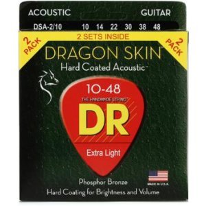 מארז 2 סטים מיתרים לאקוסטית   DR Strings DSA-2/10 Dragon-Skin Phosphor Bronze