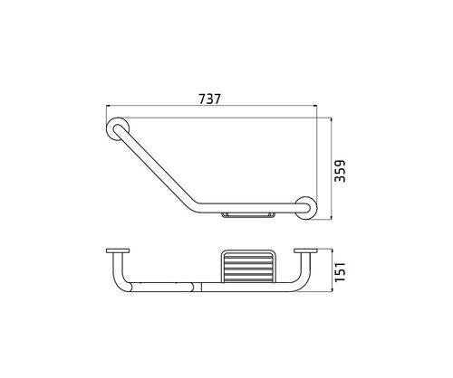 ידית אחיזה זוויתית עם סבוניה 801848 סדרת קונטור Contour כרום חמת