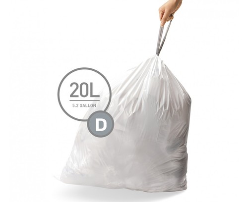 60 שקיות מסוג D לפח 20 ל' סימפליומן | Simplehuman 