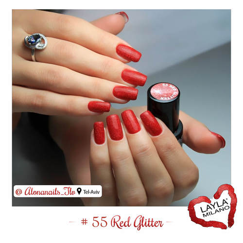לק ג'ל לילה מילאנו #55 Red Glitter
