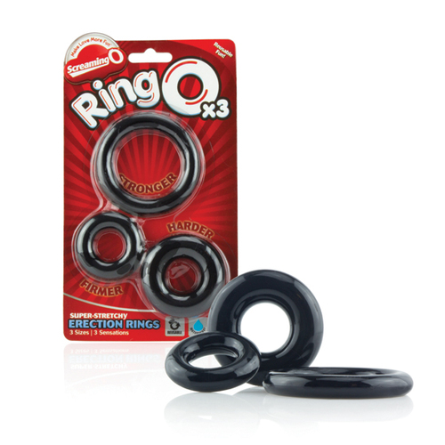 סט 3 טבעות זקפה  Screaming O - RingO 3-Pack - Black