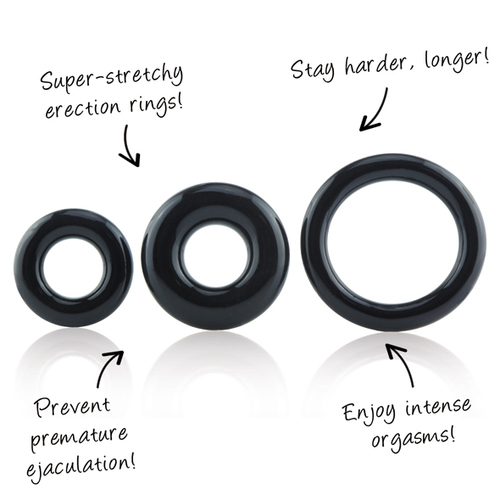סט 3 טבעות זקפה  Screaming O - RingO 3-Pack - Black