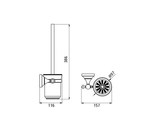 מתקן מברשת אסלה תלוי 801868 סדרת פורצלן Porcelain כרום חמת