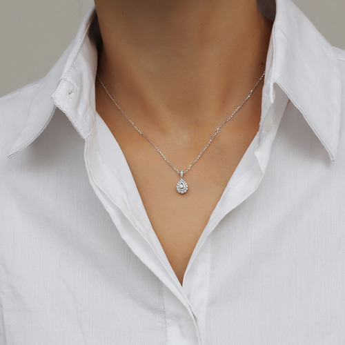 שרשרת ותליון טיפת יהלומים מזהב 14K